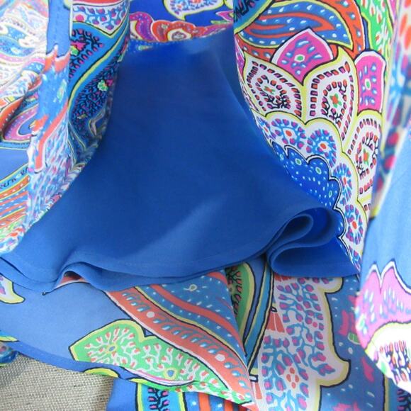 Lauren Ralph Lauren Skirt Women Size 10 Blue Paisley Boho Hipster Midi Rich Girl - Picture 4 of 9